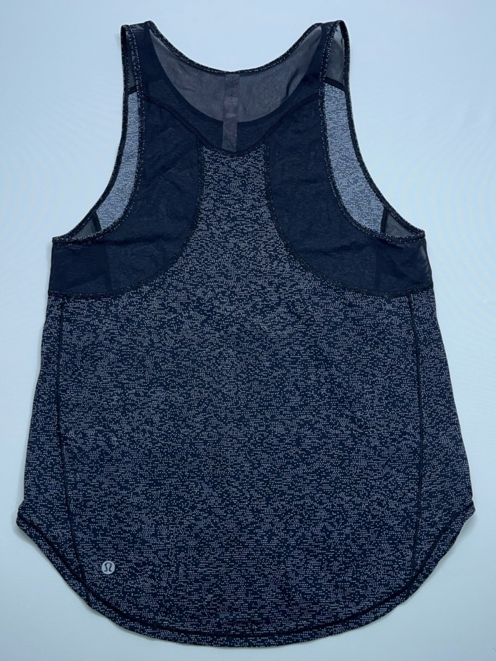 Lululemon Tank Top Womens Size 6 Black White Dots Mesh Trim Nylon Spandex